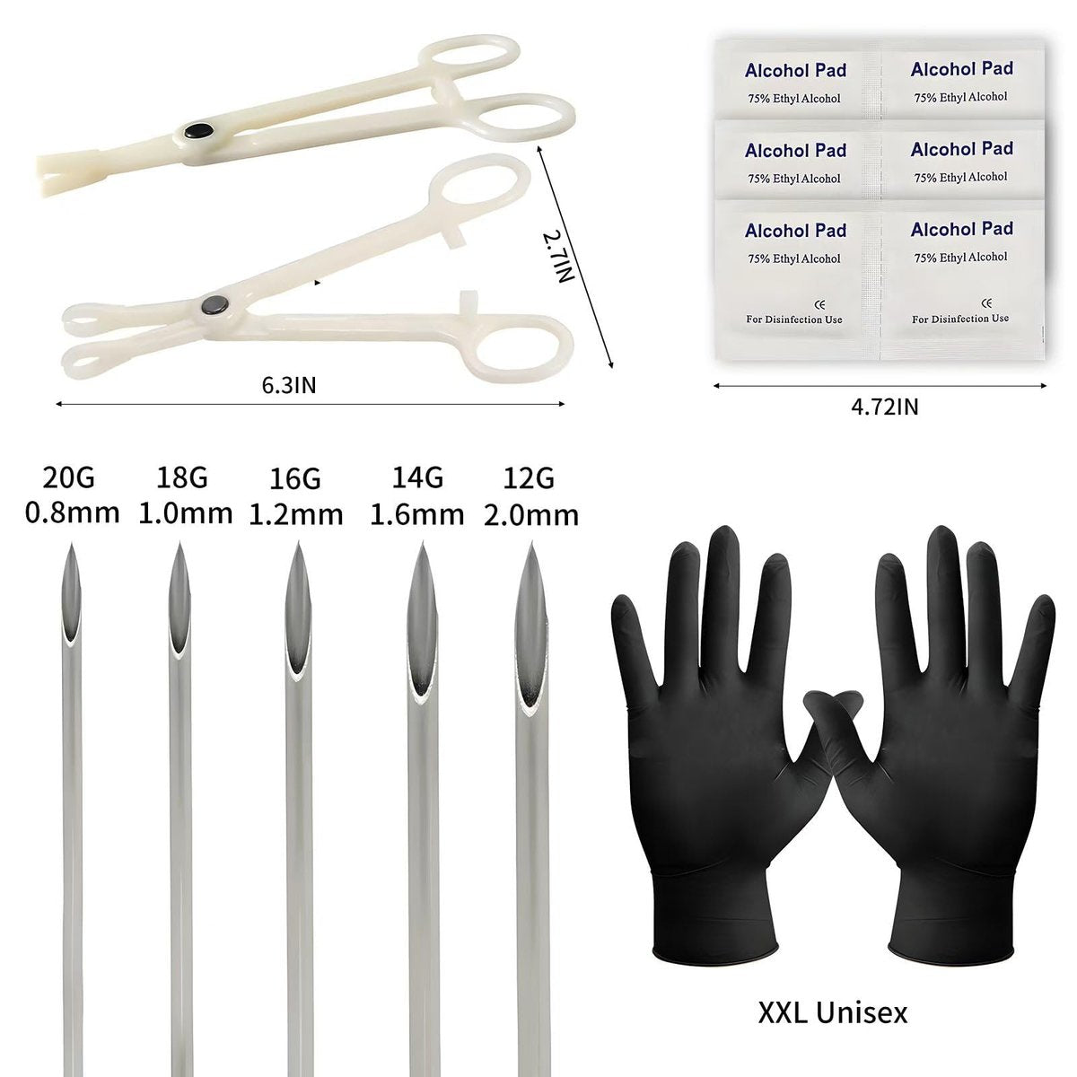 39PCS Piercing Kit with Silicone Model Body Part Displays – Professional Ear Nose Navel Piercing Set for Beginners & Pros Avelisse