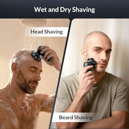 HiBig 7D Arc Head Shaver for Bald Men - Magnetic Detachable Electric Razor, Waterproof Wet/Dry 5-in-1 Grooming Kit with LED Display, Rechargeable Head & Body Hair Shaver, Black Avelisse