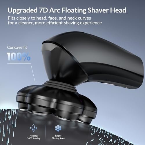 HiBig 7D Arc Head Shaver for Bald Men - Magnetic Detachable Electric Razor, Waterproof Wet/Dry 5-in-1 Grooming Kit with LED Display, Rechargeable Head & Body Hair Shaver, Black Avelisse