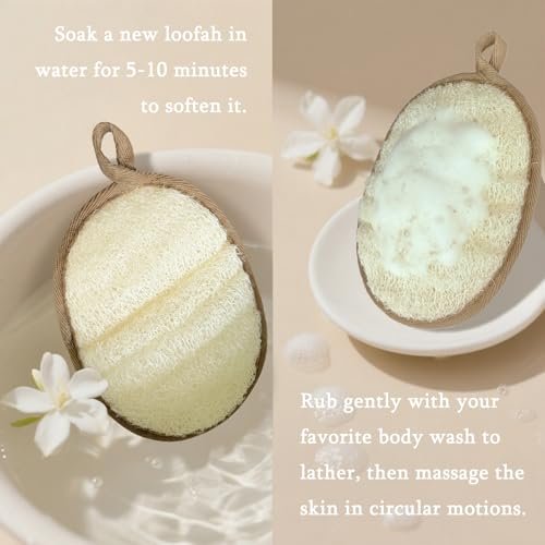 ReedChaCha Natural Shower Loofah for Women & Men, Biodegradable Egyptian Luffa, Plastic-Free Bath Sponge for Exfoliating Dead Skin, Lightly Abrasive Body Scrubber, 2 Pack - görsel 10