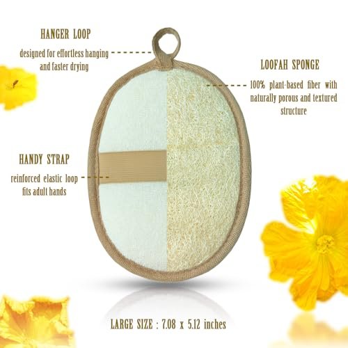 ReedChaCha Natural Shower Loofah for Women & Men, Biodegradable Egyptian Luffa, Plastic-Free Bath Sponge for Exfoliating Dead Skin, Lightly Abrasive Body Scrubber, 2 Pack - görsel 4