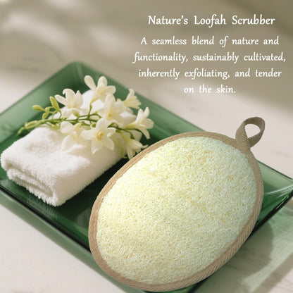 ReedChaCha Natural Shower Loofah for Women & Men, Biodegradable Egyptian Luffa, Plastic-Free Bath Sponge for Exfoliating Dead Skin, Lightly Abrasive Body Scrubber, 2 Pack