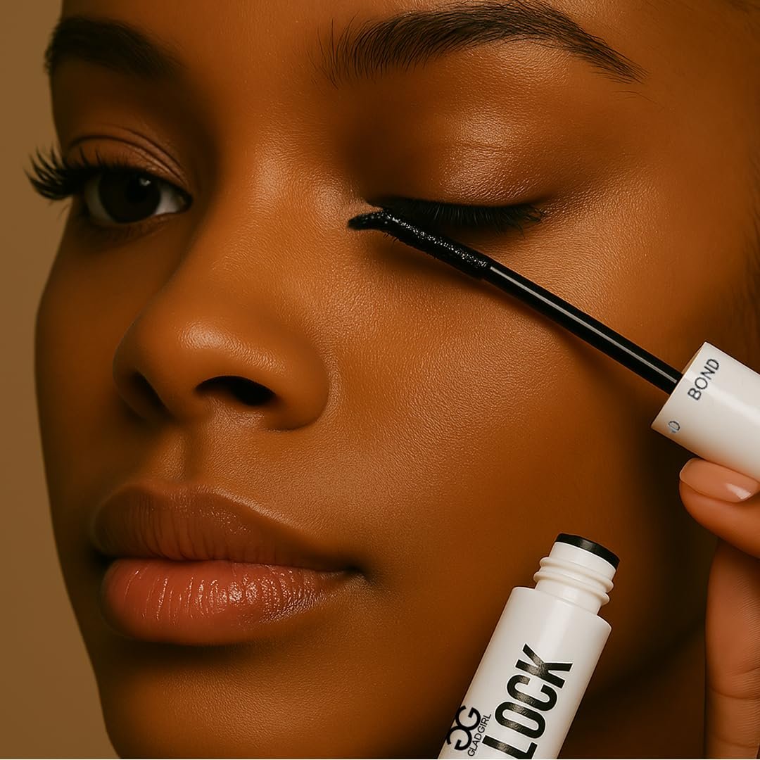 GladGirl Lash Lock Bond & Seal – Dual-Ended Eyelash Adhesive & Seal, Latex-Free & Waterproof, Long-Lasting Hold for DIY Lash Extensions & Clusters, Black, 8ml Avelisse