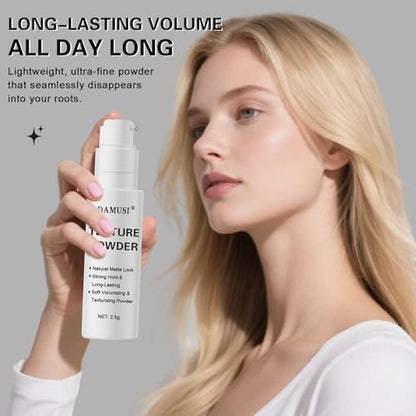 DAMUSI Hair Texture Powder Spray - Lightweight Volumizing & Texturizing Powder for Men & Women, Matte Finish Natural Look, All-Day Hold