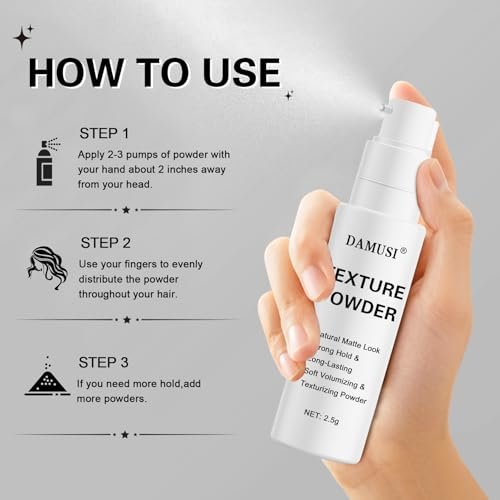 DAMUSI Hair Texture Powder Spray - Lightweight Volumizing & Texturizing Powder for Men & Women, Matte Finish Natural Look, All-Day Hold - görsel 10