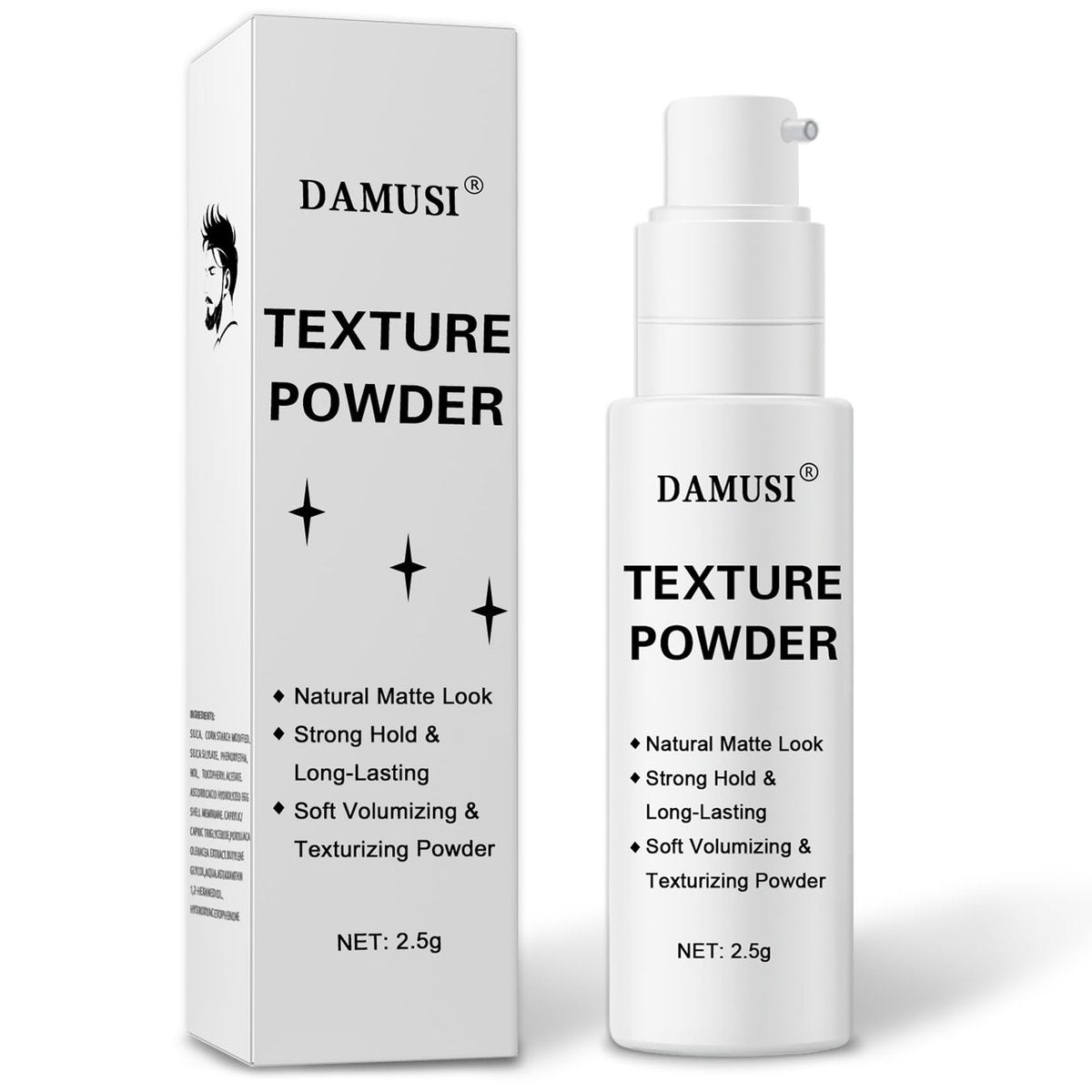 DAMUSI Hair Texture Powder Spray - Lightweight Volumizing & Texturizing Powder for Men & Women, Matte Finish Natural Look, All-Day Hold - görsel 1