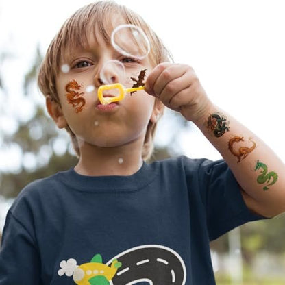 Hohamn 60 Pcs Dragon Temporary Tattoos for Boys Kids - 10 Sheets Dragon Tattoos for Children Birthday Party Supplies Gifts Decoration