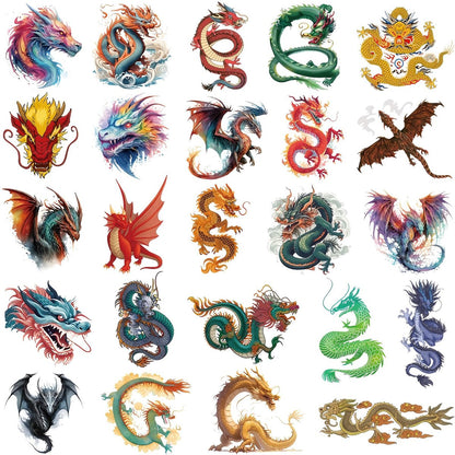 Hohamn 60 Pcs Dragon Temporary Tattoos for Boys Kids - 10 Sheets Dragon Tattoos for Children Birthday Party Supplies Gifts Decoration