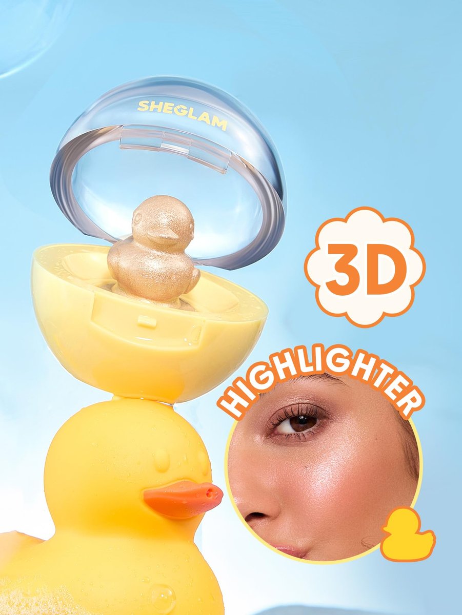 SHEGLAM Lucky Duck 3D Highlighter - High Glossy Natural Glow Finish Long Lasting Highlighters Makeup Avelisse