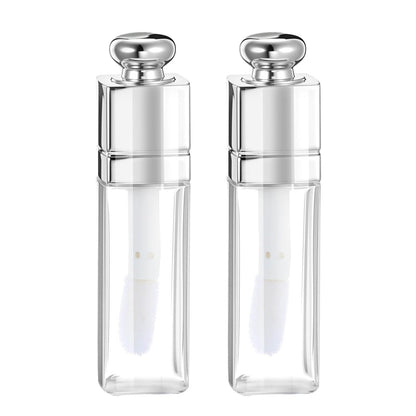 Qulkws 2 Pack 3ml Empty Lip Gloss Tubes – Clear Refillable Lip Balm Bottles with Wand for DIY Makeup