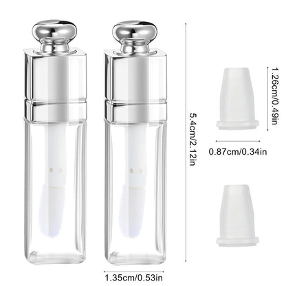 Qulkws 2 Pack 3ml Empty Lip Gloss Tubes – Clear Refillable Lip Balm Bottles with Wand for DIY Makeup
