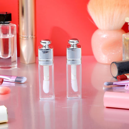 Qulkws 2 Pack 3ml Empty Lip Gloss Tubes – Clear Refillable Lip Balm Bottles with Wand for DIY Makeup
