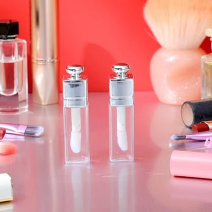 Qulkws 2 Pack 3ml Empty Lip Gloss Tubes – Clear Refillable Lip Balm Bottles with Wand for DIY Makeup