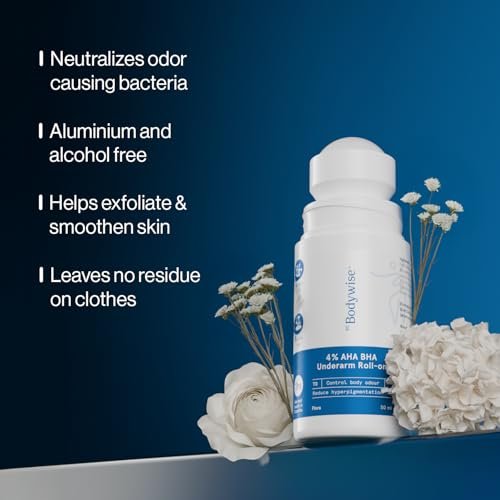 Be Bodywise Deodorant Roll-On - Aluminum Free, Alcohol Free with AHA BHA, Lactic Acid, Mandelic Acid - Prevents Odor, Reduces Pigmentation - Probiotic Toner for Women - Floral Scent - 1.7 Oz Avelisse