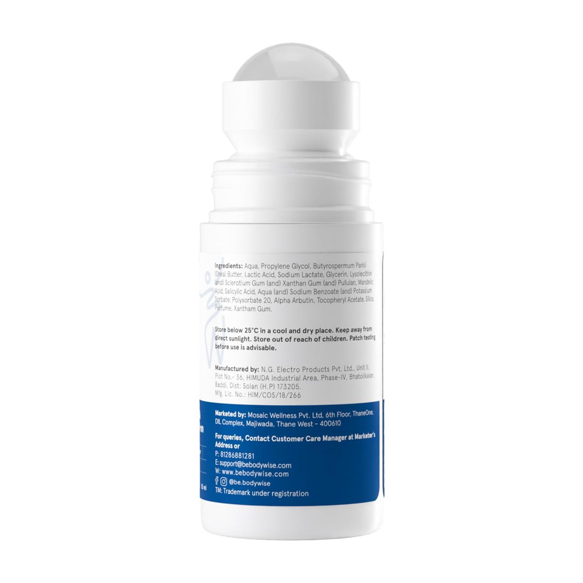 Be Bodywise Deodorant Roll-On - Aluminum Free, Alcohol Free with AHA BHA, Lactic Acid, Mandelic Acid - Prevents Odor, Reduces Pigmentation - Probiotic Toner for Women - Floral Scent - 1.7 Oz Avelisse