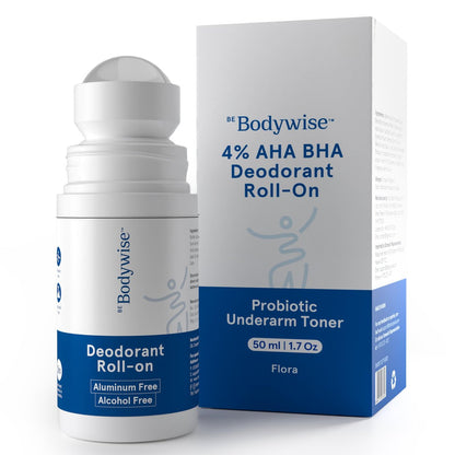 Be Bodywise Deodorant Roll-On - Aluminum Free, Alcohol Free with AHA BHA, Lactic Acid, Mandelic Acid - Prevents Odor, Reduces Pigmentation - Probiotic Toner for Women - Floral Scent - 1.7 Oz Avelisse