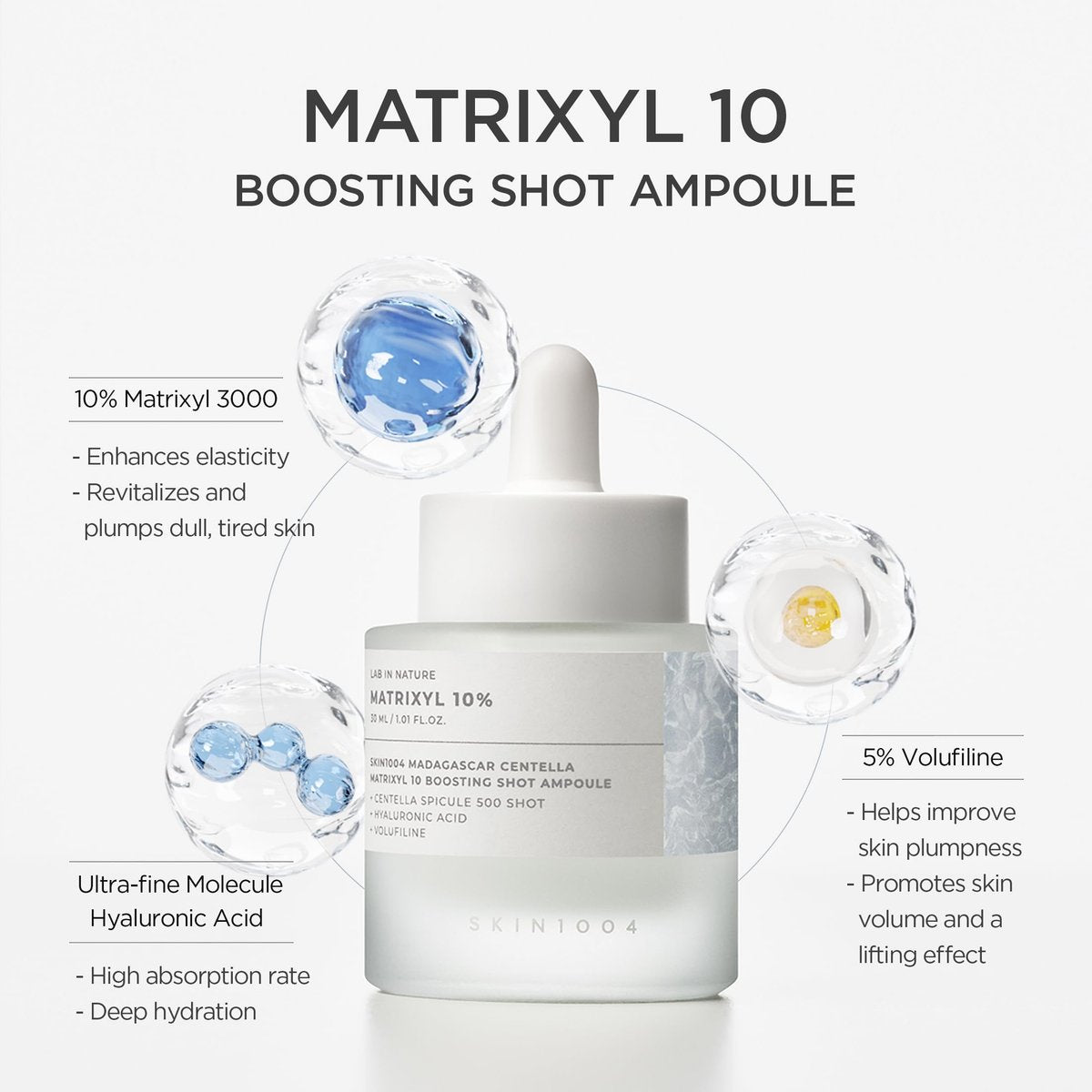 SKIN1004 Matrixyl 10% Boosting Shot Ampoule with Volufiline & Hyaluronic Acid – Deep Hydration & Firming Serum for Face, Under Eye Care, Korean Skincare, 1.01 fl oz (30 ml) - görsel 3