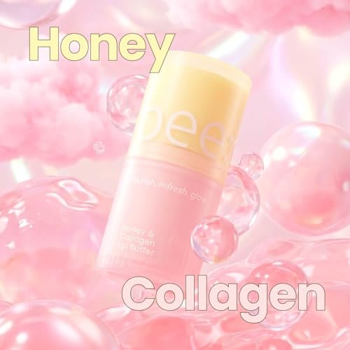 beenuvo Honey & Collagen Lip Butter - Hydrating Lip Treatment, Overnight Lip Mask, Moisturizing Lip Balm with Jojoba Oil & Squalane (0.45 oz) Avelisse