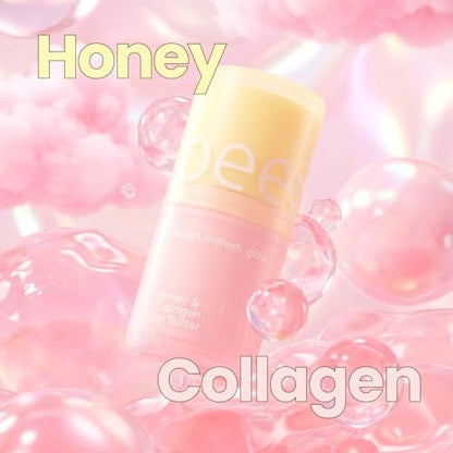beenuvo Honey & Collagen Lip Butter - Hydrating Lip Treatment, Overnight Lip Mask, Moisturizing Lip Balm with Jojoba Oil & Squalane (0.45 oz) Avelisse