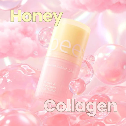 beenuvo Honey & Collagen Lip Butter - Hydrating Lip Treatment, Overnight Lip Mask, Moisturizing Lip Balm with Jojoba Oil & Squalane (0.45 oz) Avelisse
