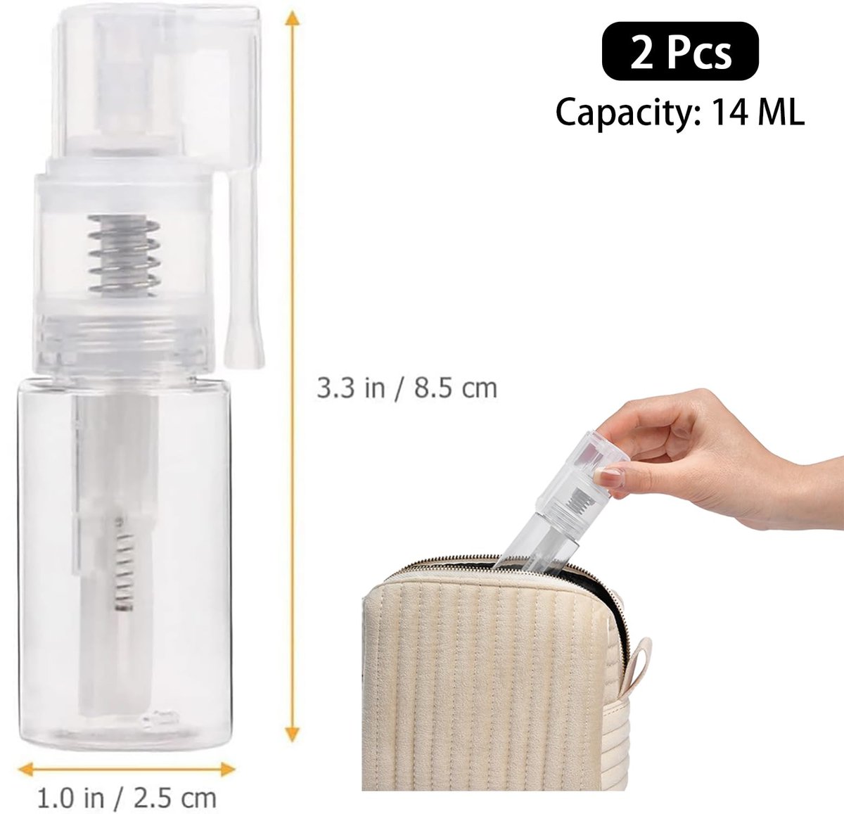 Sndperiexam 2-Pack 14ml Transparent Powder Spray Bottle - Refillable Hair Fiber Applicator, Empty Cosmetics Bottles, Glitter Spray for Crafts & Scrapbooking - görsel 3