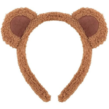 Atoden Bear Ears Chipmunk Ears Headband - Teddy Bear Headband Animal Ears Hair Accessories for Women Cosplay Halloween Costume Party Favors (Brown)