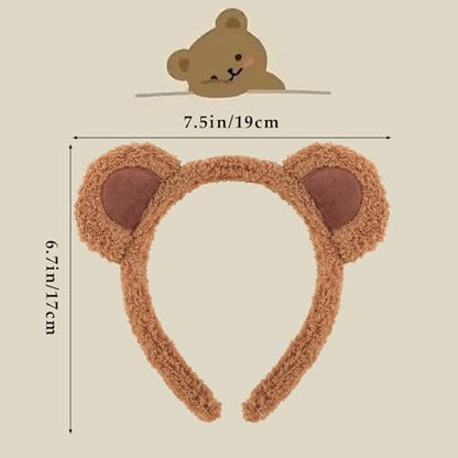 Atoden Bear Ears Chipmunk Ears Headband - Teddy Bear Headband Animal Ears Hair Accessories for Women Cosplay Halloween Costume Party Favors (Brown)