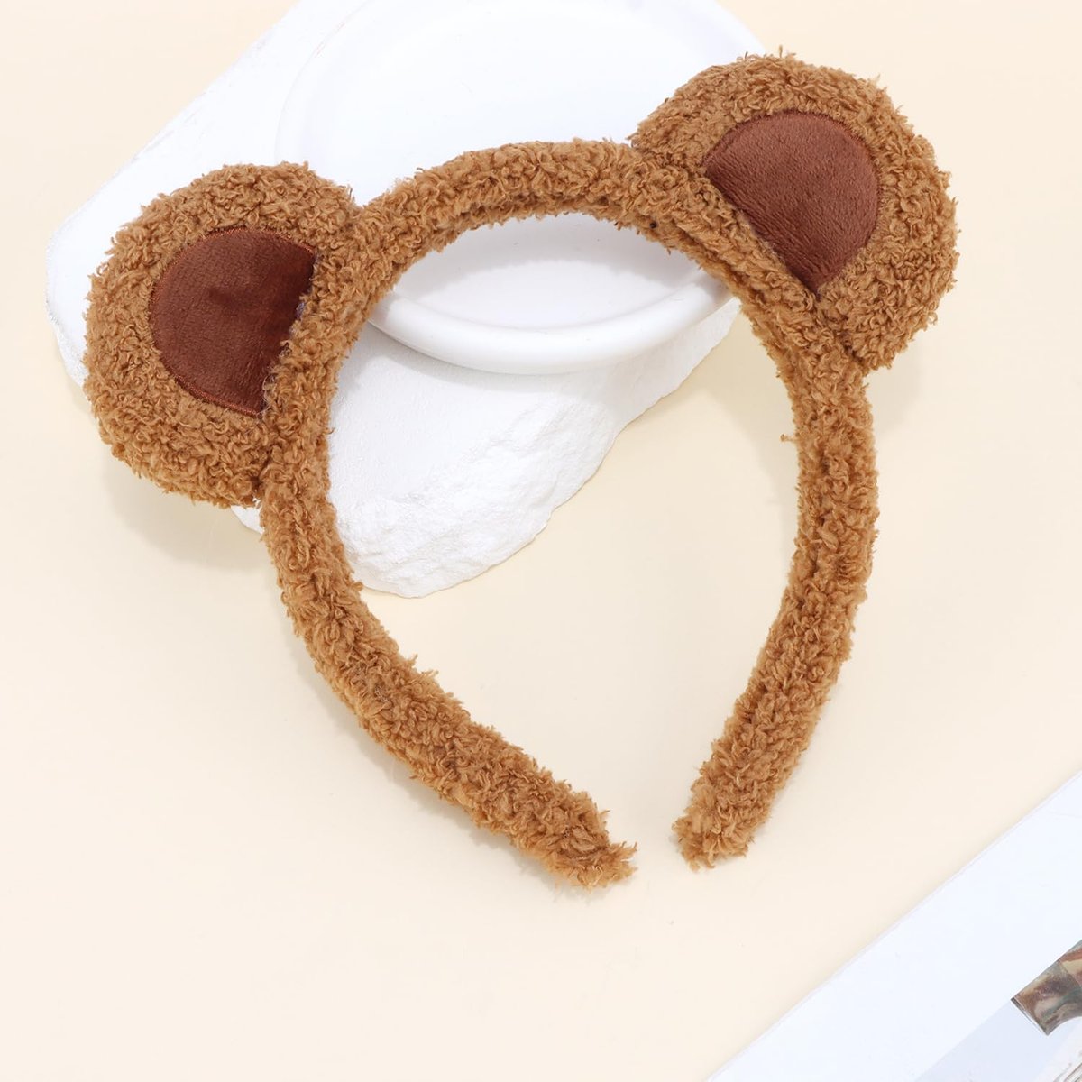 Atoden Bear Ears Chipmunk Ears Headband - Teddy Bear Headband Animal Ears Hair Accessories for Women Cosplay Halloween Costume Party Favors (Brown) - görsel 5