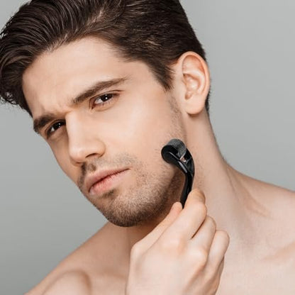 Glemme Microneedle Derma Roller 0.25mm for Hair, Beard & Face – Home Microneedling Roller for Men & Women