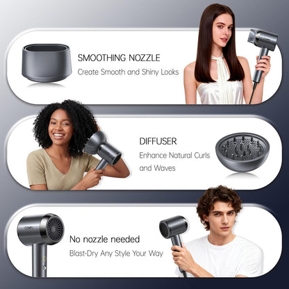 CONFU Plasma Ionic Hair Dryer 1600W - Fast Drying Anti Frizz Lightweight Blow Dryer for Curly Hair Women Men Avelisse