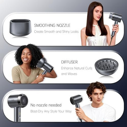 CONFU Plasma Ionic Hair Dryer 1600W - Fast Drying Anti Frizz Lightweight Blow Dryer for Curly Hair Women Men Avelisse