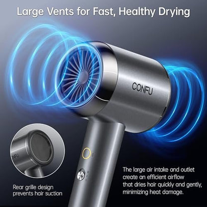 CONFU Plasma Ionic Hair Dryer 1600W - Fast Drying Anti Frizz Lightweight Blow Dryer for Curly Hair Women Men Avelisse