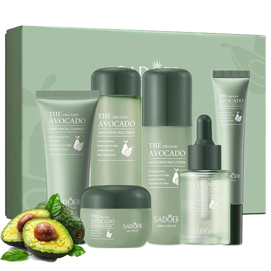 6pcs Avocado Skincare Set - Hydrating & Anti-Aging Facial Kit for Women and Men