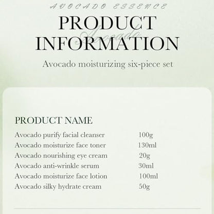 6pcs Avocado Skincare Set - Hydrating & Anti-Aging Facial Kit for Women and Men