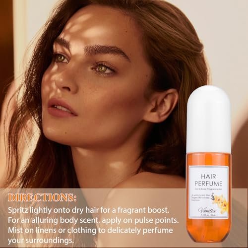 Vanilla Hair & Body Perfume Spray – Pheromones Perfume for Women, Long-Lasting Fragrance Mist, Frizz Control & Shine-Enhancing, Nourishing Hair Repair Mist, Alcohol-Free Travel Size 1.69 oz Avelisse