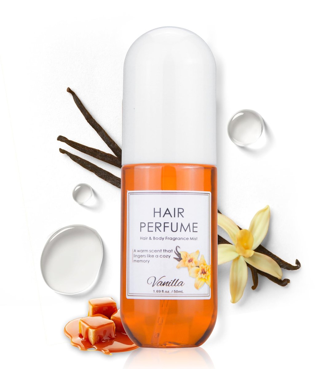 Vanilla Hair & Body Perfume Spray – Pheromones Perfume for Women, Long-Lasting Fragrance Mist, Frizz Control & Shine-Enhancing, Nourishing Hair Repair Mist, Alcohol-Free Travel Size 1.69 oz Avelisse