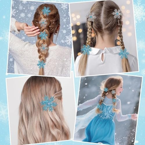 Atoden Sparkly Snowflake Hair Clips Barrettes - 8 Pack Christmas Hair Accessories for Women and Girls - görsel 10