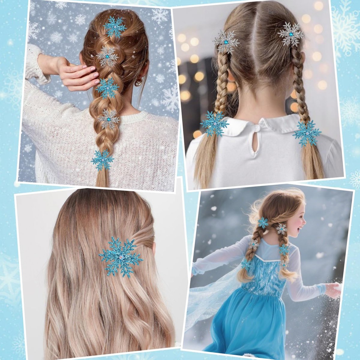 Atoden Sparkly Snowflake Hair Clips Barrettes - 8 Pack Christmas Hair Accessories for Women and Girls - görsel 9