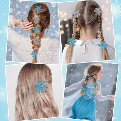 Atoden Sparkly Snowflake Hair Clips Barrettes - 8 Pack Christmas Hair Accessories for Women and Girls