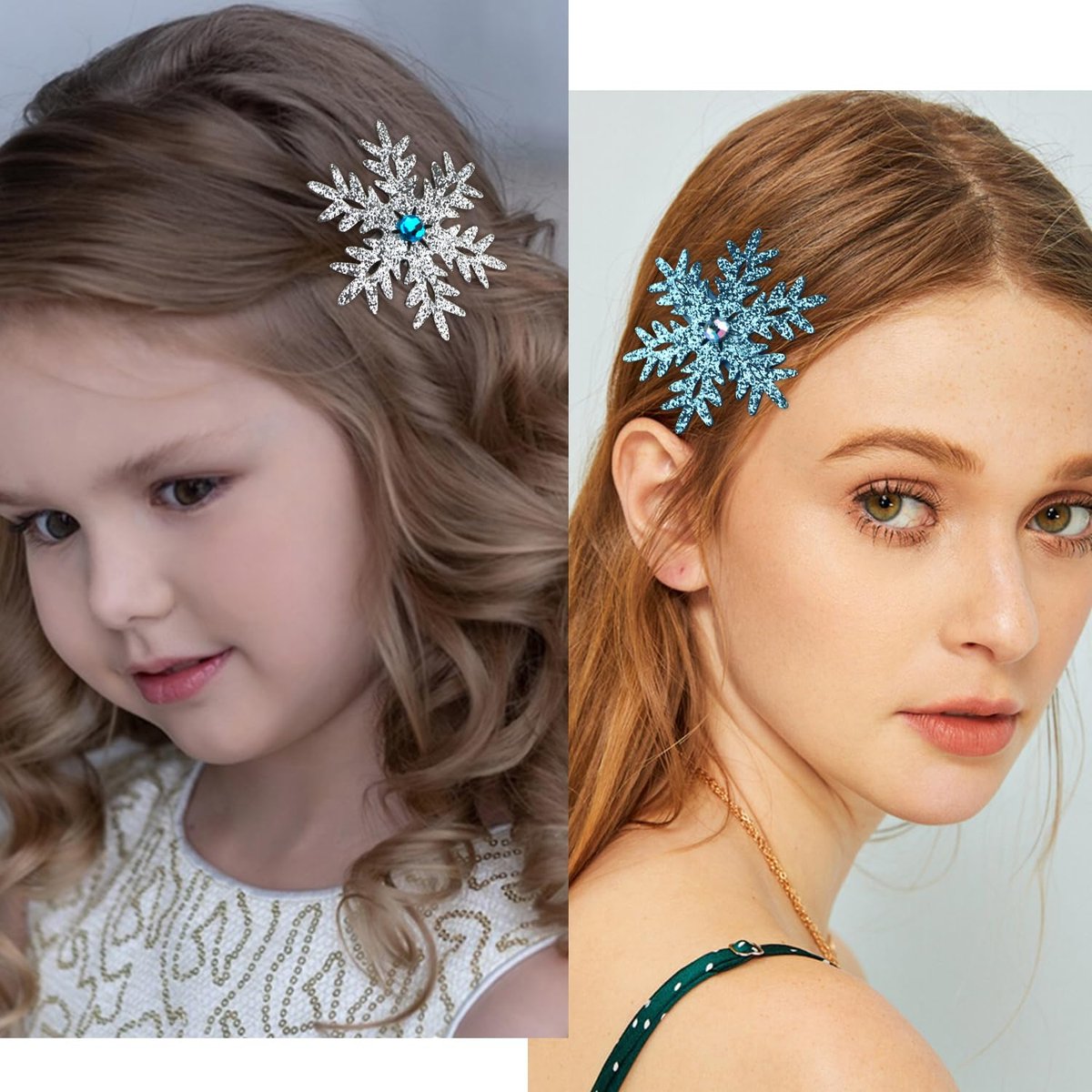 Atoden Sparkly Snowflake Hair Clips Barrettes - 8 Pack Christmas Hair Accessories for Women and Girls - görsel 3