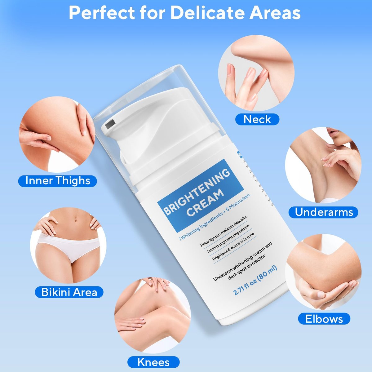 Skin Bleaching Cream, Dark Spot Remover for Body and Face - 2.71 fl oz Skin Lightening Whitening Cream with Vitamin C for Intimate Parts, Armpit, Inner Thigh, Dark Elbows and Knees, Bikini Areas - görsel 7