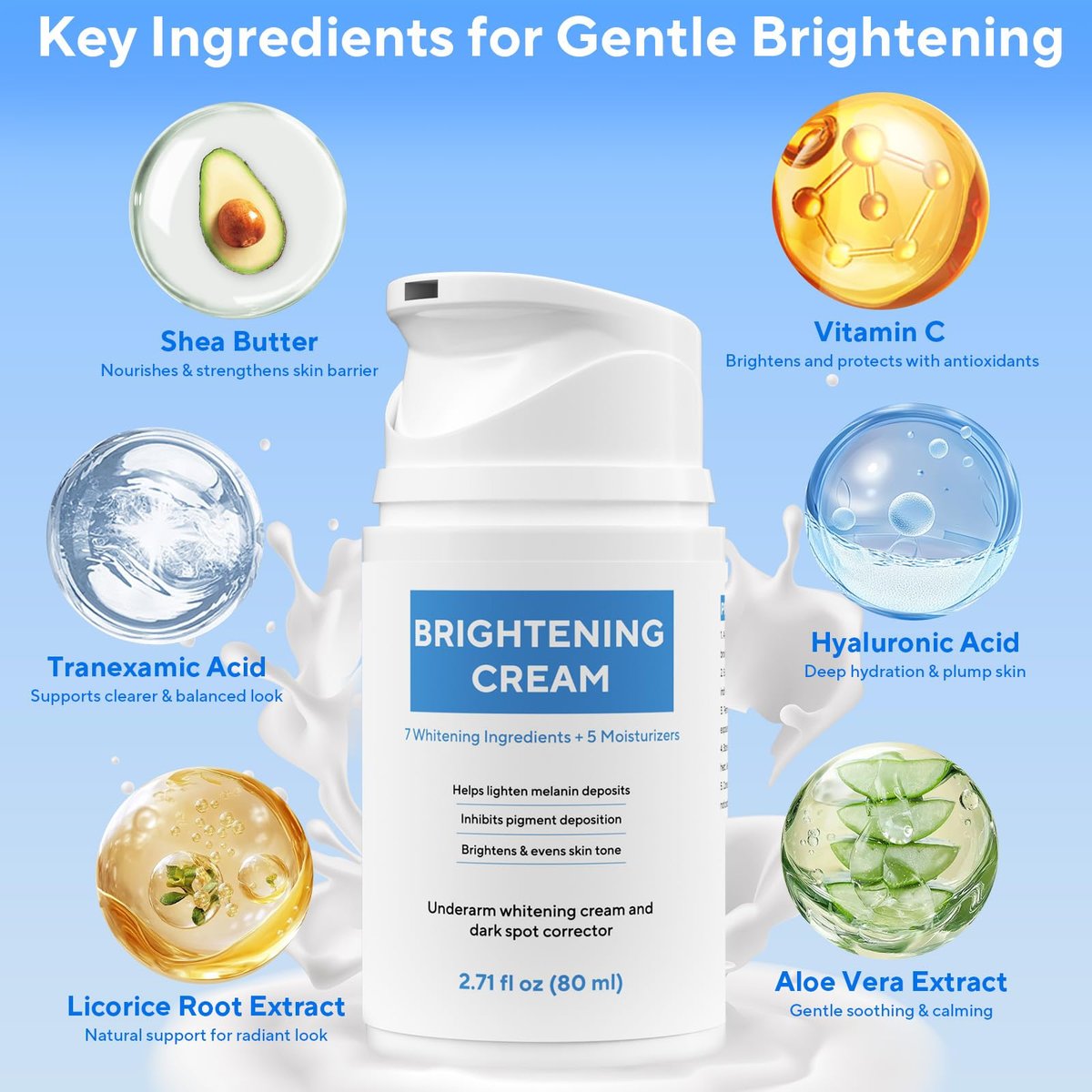 Skin Bleaching Cream, Dark Spot Remover for Body and Face - 2.71 fl oz Skin Lightening Whitening Cream with Vitamin C for Intimate Parts, Armpit, Inner Thigh, Dark Elbows and Knees, Bikini Areas - görsel 3