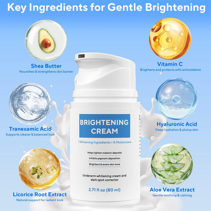 Skin Bleaching Cream, Dark Spot Remover for Body and Face - 2.71 fl oz Skin Lightening Whitening Cream with Vitamin C for Intimate Parts, Armpit, Inner Thigh, Dark Elbows and Knees, Bikini Areas