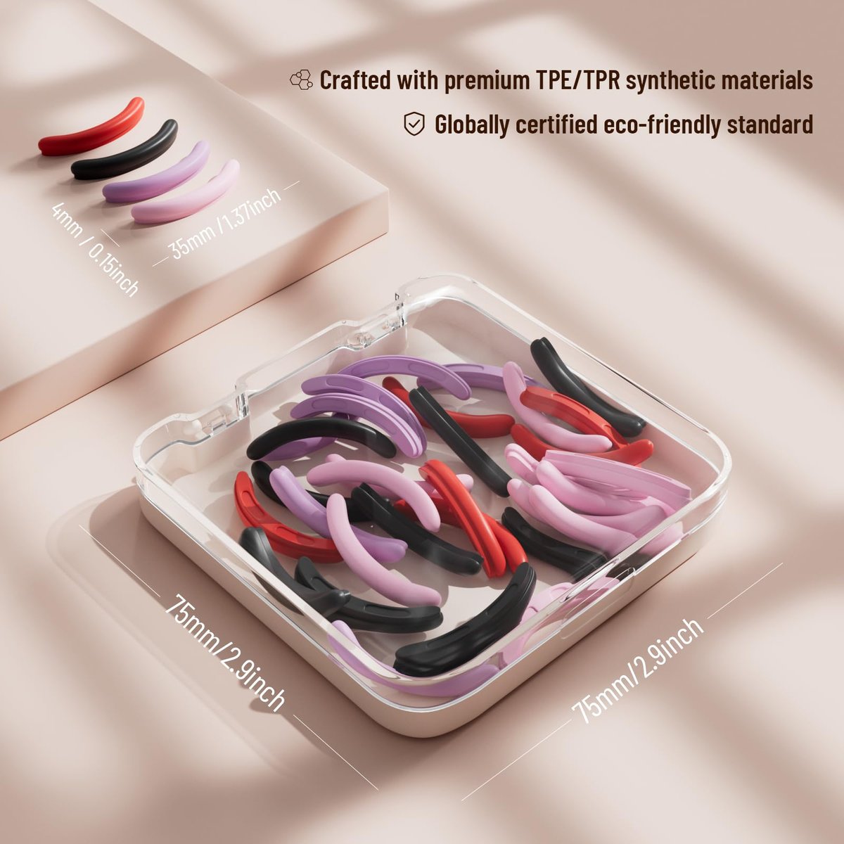 32-Pack Colorful Eyelash Curler Refills with Square Case - Universal Replacement Pads for Perfect Lashes - görsel 3