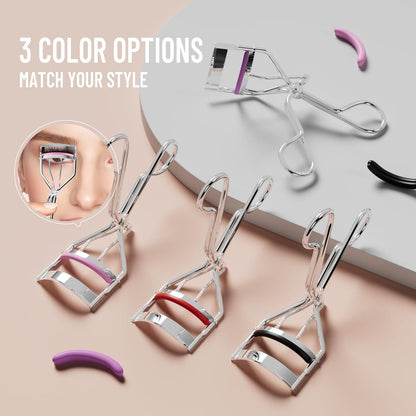 32-Pack Colorful Eyelash Curler Refills with Square Case - Universal Replacement Pads for Perfect Lashes