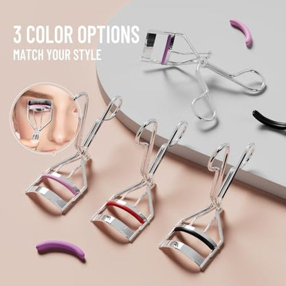 32-Pack Colorful Eyelash Curler Refills with Square Case - Universal Replacement Pads for Perfect Lashes
