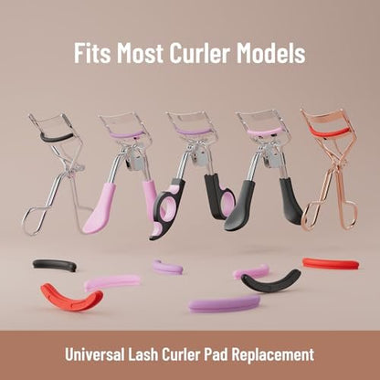 32-Pack Colorful Eyelash Curler Refills with Square Case - Universal Replacement Pads for Perfect Lashes