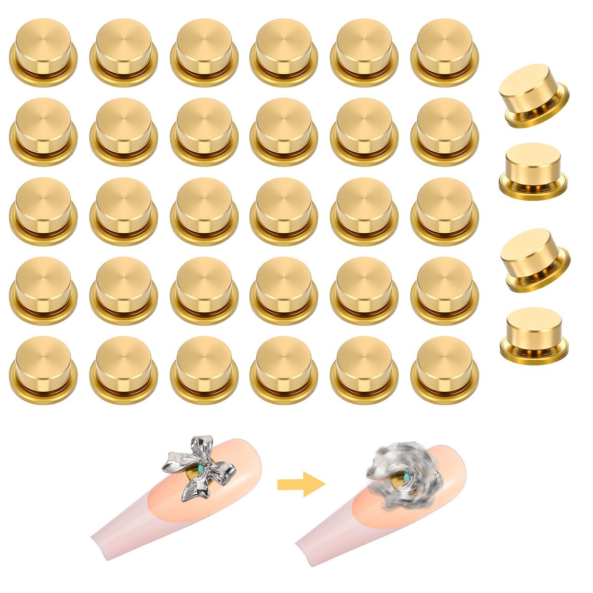 30 PCS Rotating Nail Charms - Gold Rotating Bearing Charms for Nail Art Designs, DIY Crafting & Jewelry Accessories Avelisse
