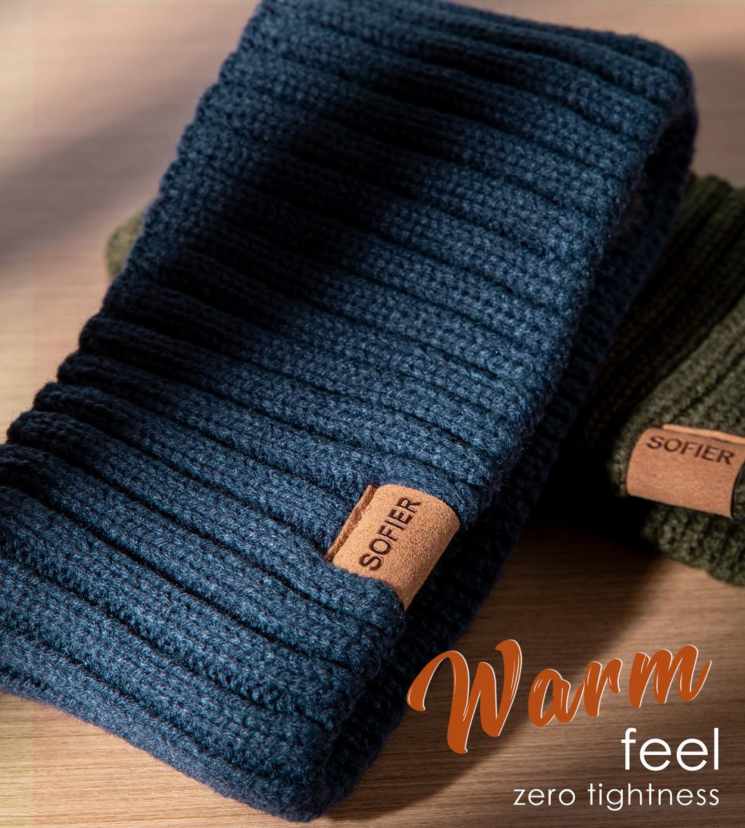 Sofier Winter Headbands for Women 3 Pack - Knit Ear Muffs with Thick Fleece Lined Cold Weather Ear Warmers (Blue) - görsel 9