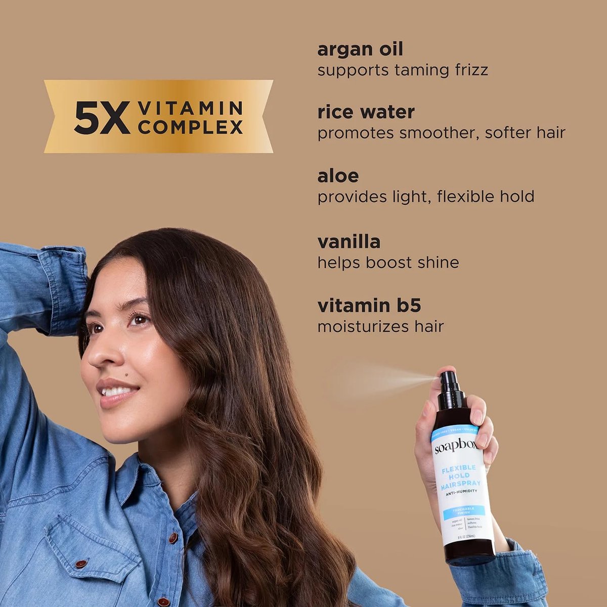 Soapbox Non-Aerosol Hairspray – Flexible Hold, Anti-Frizz, with B5 & Aloe Vera, 8 oz - görsel 5